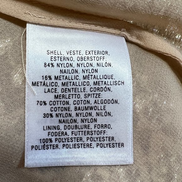 Like new HD in Paris Antthropologie Cream and Gold Lace Top Size 12 - Picture 6 of 8